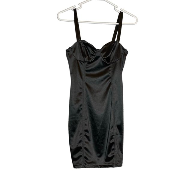 H&M DIVIDED Dresses & Skirts - SOLD! H&M DIVIDED SATIN SLIP DRESS BUSTIER BODYCON MINI DRESS BLACK US 2